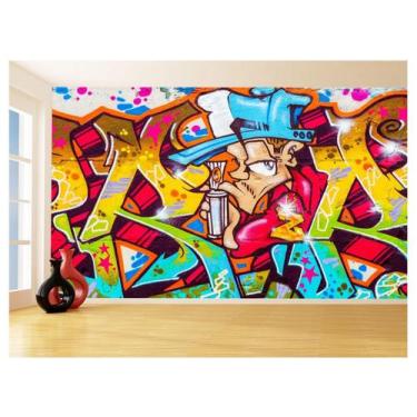 Imagem de Papel De Parede 3D Arte Graffiti Mural Grafite 3,5M Tra56 - Você Decor
