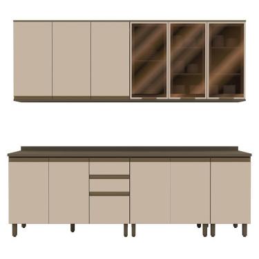 Imagem de Cozinha Modulada Connect 7 Peças Aéreo 3 Portas com Vidro - Móveis Henn Duna/Cristal