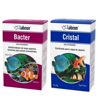 Imagem de Combo Bactericida para Peixes Bacter Labcon Tratamento de bactérias E Clarificante de água Cristal