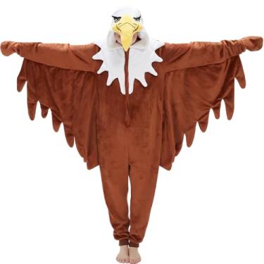 Imagem de WEQJC Pijama adulto macacão fantasia de Halloween peça única slim fit roupa de dormir cosplay para homens e mulheres, Águia Careca, GG