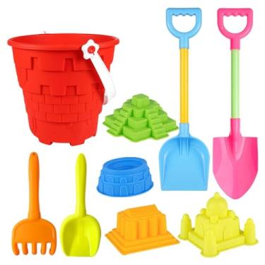 Imagem de Generic 9x Castelo de Areia Brinquedos de Praia para Crianças Brinquedos de Caixa de Areia Ao Ar Livre Acessórios de Praia Kit de Ferramentas de Pá de Praia P, Vermelho