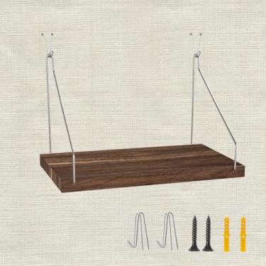 Imagem de Prateleira de parede de tecido com ganchos para decoração de trabalho, 29 x 15 cm, prateleira organizadora de cubículos de madeira com cabides, acessórios para escritório e mesa masculina (1 unidade)