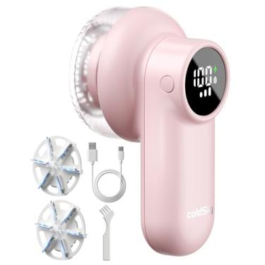 Imagem de coldSky Barbeador de tecido recarregável, barbeador de fiapos com visor digital, barbeador de suéter com lâminas de 6 folhas e trava de segurança, desembaçador de 3 velocidades, remove fuzzer, pílulas