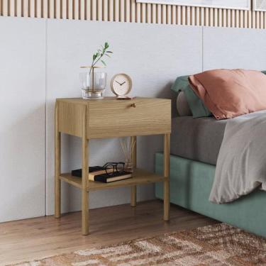 Imagem de Mesa de Cabeceira 1 Gaveta Pé Madeira Artesano Oslo - Artesano Móveis