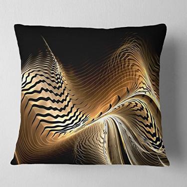 Imagem de Design fractal Design abstrato Designart Brown preto, sala de estar, sofá, almofada + capa de almofada impressa em ambos os lados 40,64 cm x 40,64 cm