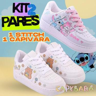 Imagem de Kit 2 Tênis Infantis Stitch Capivara  Conforto, Estilo e Diversão para
