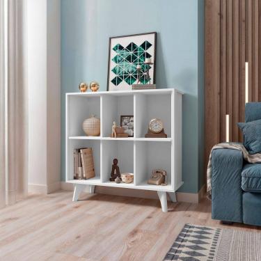 Imagem de Estante Retrô Organizador com 6 Nichos Panamá Branco