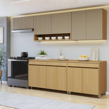 Imagem de Cozinha Completa Modulada 5 Peças 9 Portas 3 Gavetas 100% Mdf Marrom