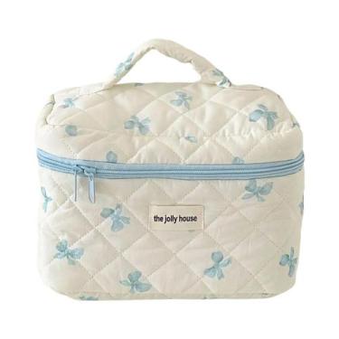 Imagem de Bolsa De Maquiagem Feminina Grande Capacidade Com Estampa De Laço, Est
