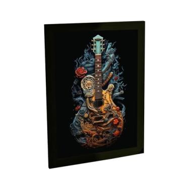Imagem de Quadro Decorativo Guitarra Ilustração Detalhada Decoração Poster Quarto Sala