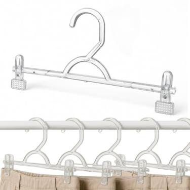 Imagem de Kit 10 Cabide Acrílico Saia Calça Bermuda Jeans + Presilha Transparente Closet Loja