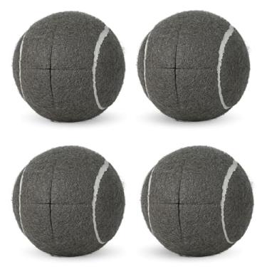 Imagem de 4 bolas de tênis pré-cortadas para andadores – Bolas deslizantes resistentes com almofadas de feltro para andadores e pernas de móveis, proteção de chão, decoração de festa com tema de tênis (cinza
