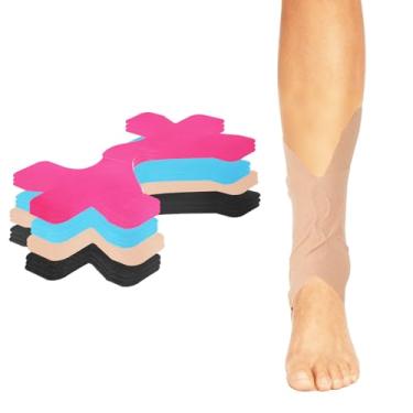 Imagem de 12un Impermeável Fita Esportiva Tornozelo, Respirável Fita de Kinesiologia Elástica Precortada Faixas Atleticas para Suporte a Tornozelo Prevenção Torções & Estabilidade Ligamentos (4 Cores)