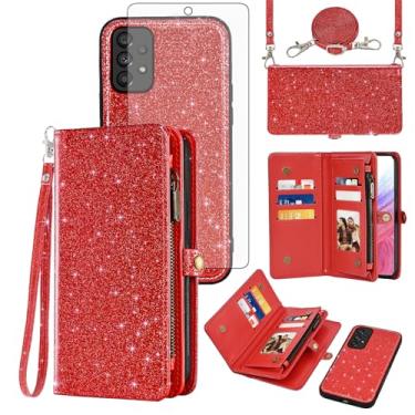 Imagem de Asuwish Capa de telefone para Samsung Galaxy A53 5G Carteira com zíper Capa de celular destacável com protetor de tela de vidro temperado cordão alça flip porta-cartão A 53 G5 53A SM A536U 6,5