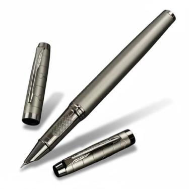 Imagem de Caneta tinteiro pena metal verde escuro presente luxo fina - LUYKE