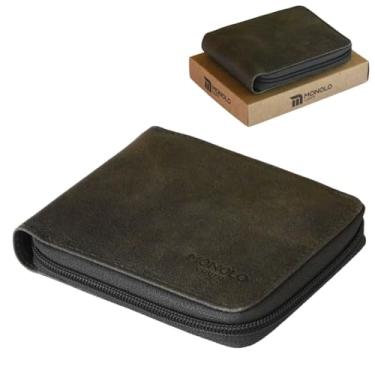 Imagem de Carteira Masculina Couro Legítimo Ziper Porta Cartão Documentos Crédito CNH Grande Completa Monolo (Marrom Castor)