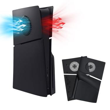 Imagem de Mcbazel Placas faciais para PS5 Slim Disc Edition apenas, painéis de substituição antiarranhões, capa com ventilação de resfriamento compatível com console PlayStation 5 Slim Disc Edition - Preto