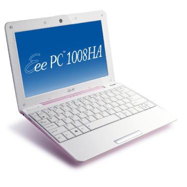 Imagem de Asus Eee PC Seashell 1008HA-MU17-PI Netbook rosa de 10,1 polegadas - 6 horas de vida útil da bateria (Windows 7 Starter)