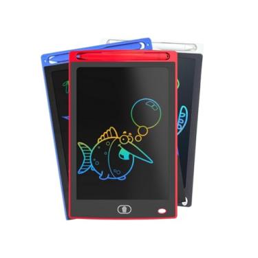 Imagem de Lousa Mágica 8.5 Polegadas Tablet Digital Infantil, Tela LCD para Desenho e Escrita, 3 Cores, Portátil, Apagável com Botão, Brinquedo Educativo (Vermelho)