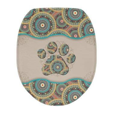 Imagem de Flashideas Capa de vaso sanitário com estampa de pata de cachorro, acessórios de decoração de banheiro, tampa de vaso sanitário, capas de assento macias de pelúcia para a maioria das tampas para