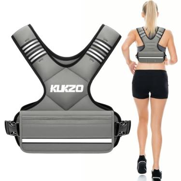 Imagem de KUKZO Colete feminino com peso ajustável masculino, colete de peso de 2,7 a 5,4 kg com 6 pesos de ferro e peso para treinamento de força, corrida, caminhada, ginástica, cinza