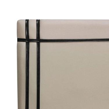 Imagem de Cabeceira Royal 90cm Linho Fita Preta Shop Das Cabeceiras Capuccino