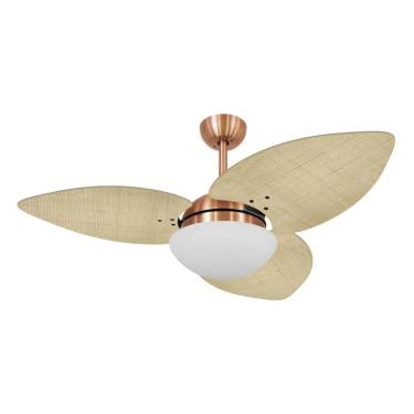 Imagem de Ventilador de Teto Dormamu Cobre 3 Pás Palmae Natural 127V com Controle