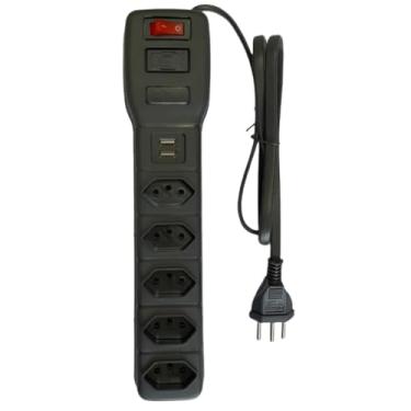 Imagem de Filtro de Linha Multicraft Bivolt 5 Tomadas com 2 Saídas USB – Fusível 10A, Proteção Contra Surtos e Sobrecarga, Design Reforçado e Chave Liga/Desliga