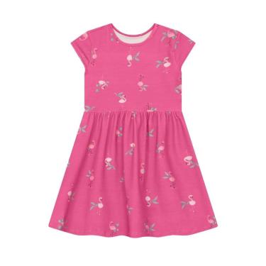 Imagem de Vestido infantil menina de flamingos Brandili-Rosa