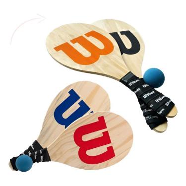 Imagem de Kit Jogo Frescobol Tênis De Praia 2 Raquetes 1 Bolas C Capa