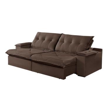 Imagem de Sofá 3 Lugares Retrátil E Reclinável Martins M-163 Veludo Marrom