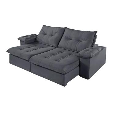 Imagem de Sofá 3 Lugares Retrátil E Reclinável Martins M-183 Veludo Grafite