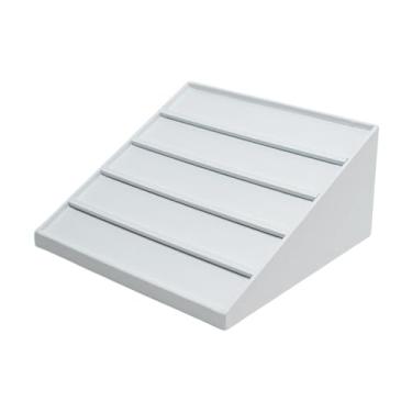 Imagem de simhoa Organizador de óculos de sol, expositor de óculos e joias, bandeja trapezoidal de 5 níveis para exibição de de grau, ideal para de casa, Branco
