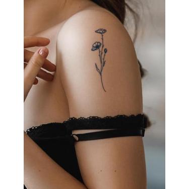 Imagem de Suco de ervas, semipermanente, minimalista, criativo, fofo, padrão de grama de flores, 7 a 14 dias, sem queda, sem reflexo, peito, abdômen, costas, pulso, perna, clavícula, corpo, impermeável