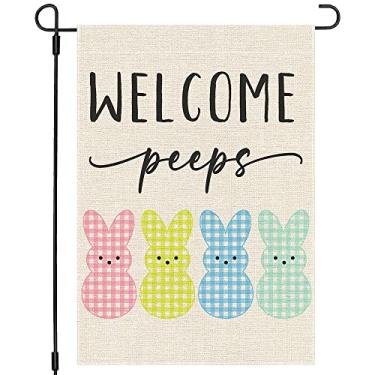 Imagem de PANDICORN Bandeira de jardim de páscoa 30,5 x 45,7 cm dupla face, xadrez de búfalo de primavera, decorações de Páscoa, decoração de férias de boas-vindas vertical pequena para jardim ao ar livre