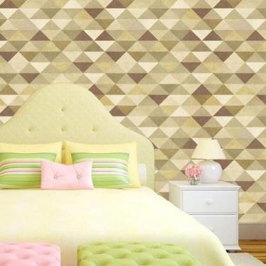 Imagem de Papel De Parede Geométrico Triangulo Marrom E Amarelo Claro - LRP