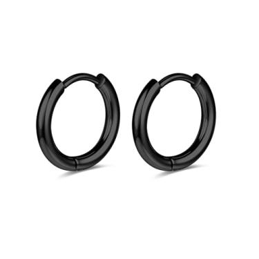 Imagem de AOEDEJ G23 Brincos de argola de titânio preto/aço cinza/dourado 18 G, pequenos brincos de argola de 8 mm/10 mm/12 mm, cartilagem para orelhas sensíveis para piercing múltiplo, cartilagem, argola