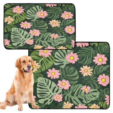 Imagem de CEBUGI Almofadas de xixi laváveis para cães, pacote com 3, almofadas impermeáveis para filhotes de cachorro, antiderrapante, à prova de vazamento, para cercadinho, folhas de cama, margaridas