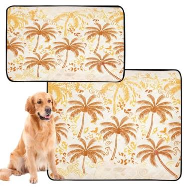 Imagem de CEBUGI Almofadas de xixi laváveis para cães, pacote com 2, almofadas impermeáveis para filhotes de cachorro, antiderrapante, à prova de vazamento, para cama de cercadinho, palmeiras