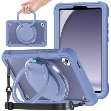 Imagem de Miimall Capa para Galaxy Tab A11 2025 de 2025 com suporte giratório de 360 graus, alça de ombro embutida, resistente à prova de choque, capa para tablet Samsung Galaxy A11, roxa