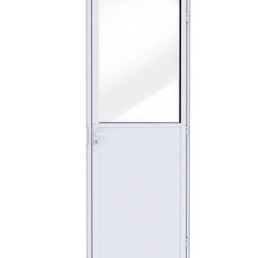 Imagem de Porta de Alumínio de Giro Mista com Lambri e Vidro 215x85cm Lucasa Ide