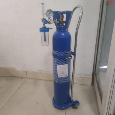 Imagem de Carrinho de suporte de tanque de oxigênio portátil, transportador de cilindro de gás de aço rolante, carrinho compacto para laboratórios, armazenamento de cilindro de oxigênio único, transporte de