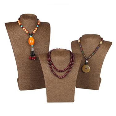 Imagem de Suporte de joias suporte de exibição de joias modelo busto mostra expositor corda exibição de joias colar pingentes manequim joias suporte organizador exibição de joias (cor: café, tamanho: conjunto