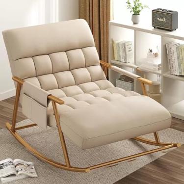 Imagem de Cadeira de balanço respirável dupla confortável, cadeira de balanço moderna com almofada macia, espreguiçadeira de jardim com gravidade zero, com bolsos laterais para braços, ângulo ajustável, para