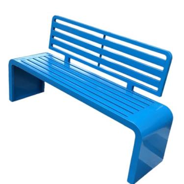 Imagem de Banco de jardim galvanizado ao ar livre banco de pátio à prova de ferrugem, bancos de metal ao ar livre parque de namoradeira resistente com banco de encosto para entrada de deck de jardim de parque