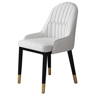 Imagem de Conjunto de 2 cadeiras de jantar modernas - Cadeira lateral de couro sintético de camurça fosca com acabamento à prova d'água e pernas de metal - branco e cinza (verde claro)