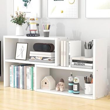 Imagem de Rack organizador de estante de mesa feito de placas espessas e ecológicas com forte capacidade de carga para organizador de materiais de escritório, decoração de casa (cor: branco, tamanho: 60 * 20