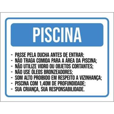 Imagem de Kit 3 Placas Piscina Ducha Comida Vidro Óleos Som Alto 27X35 - Sinaliz
