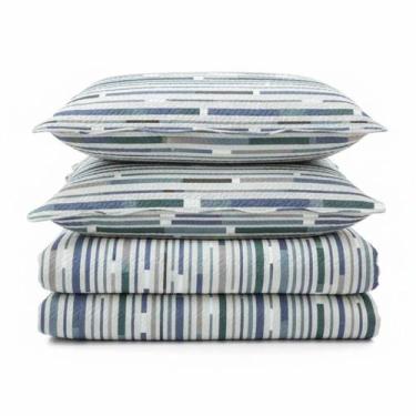 Imagem de Kit Cobre Leito Colcha Magnus Casal 3 Peças Dupla Face Estampado Geomé