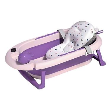 Imagem de Banheira Para Bebê Dobrável Com Termômetro E Cama De Segurança - Tibab